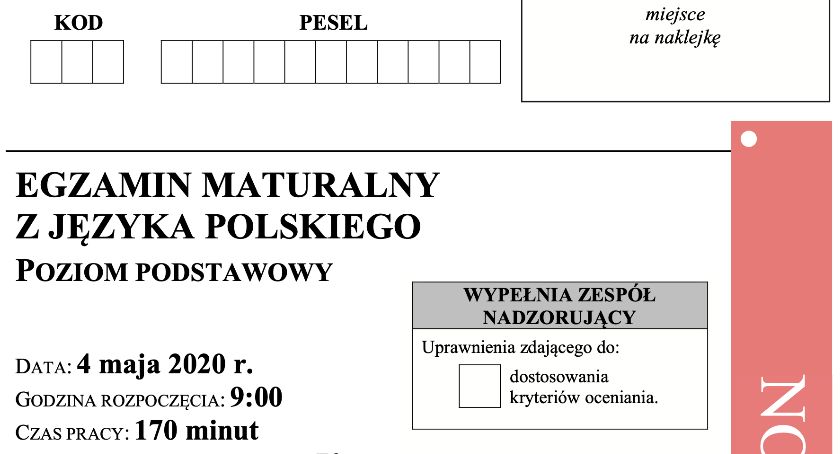 Matura 2020: Arkusz z języka polskiego poziom podstawowy i rozszerzony [aktualizacja]