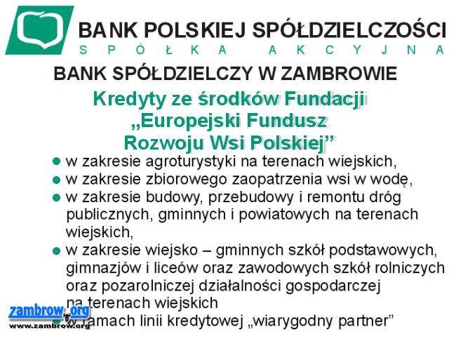 Kredyty ze środków Fundacji „Europejski Fundusz Rozwoju Wsi Polskiej”