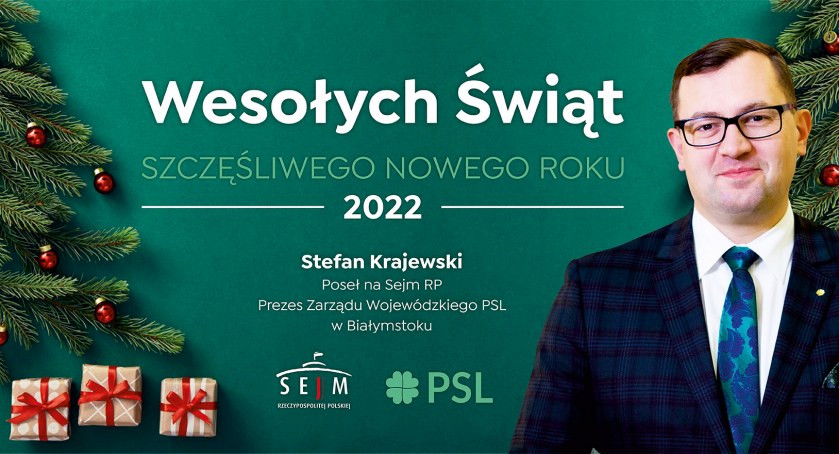 Poseł na Sejm RP Stefan Krajewski składa życzenia mieszkańcom Zambrowa i powiatu zambrowskiego