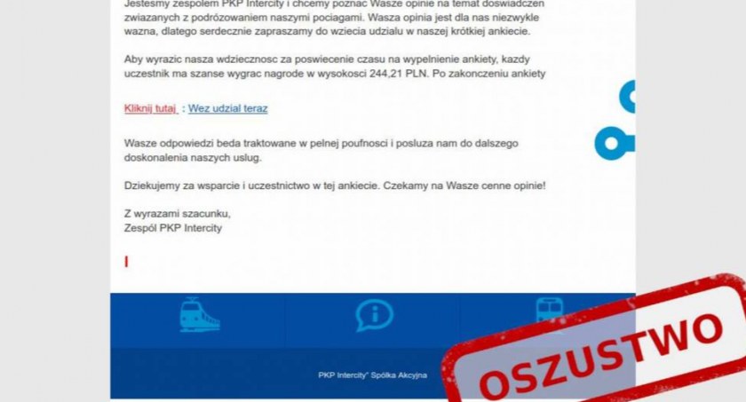 UWAGA! Oszuści podszywają się pod PKP Intercity [FOTO]