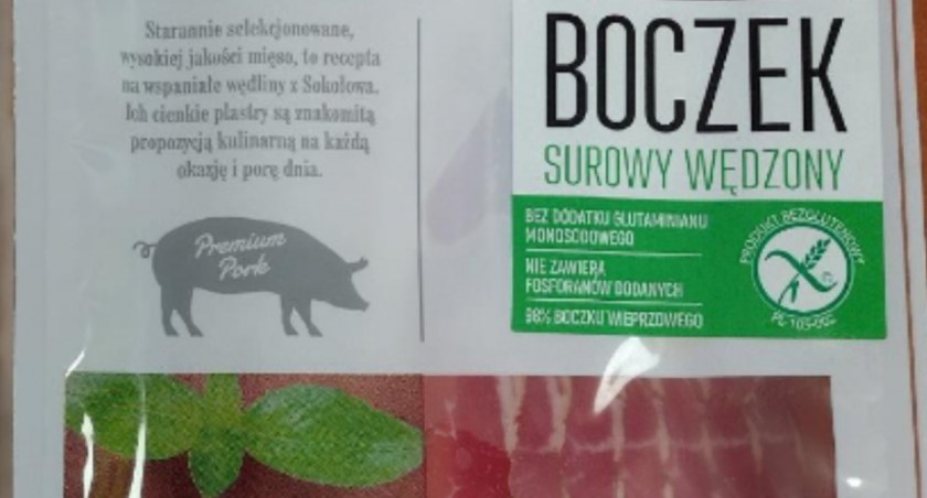 Białko soi w boczku surowym wędzonym