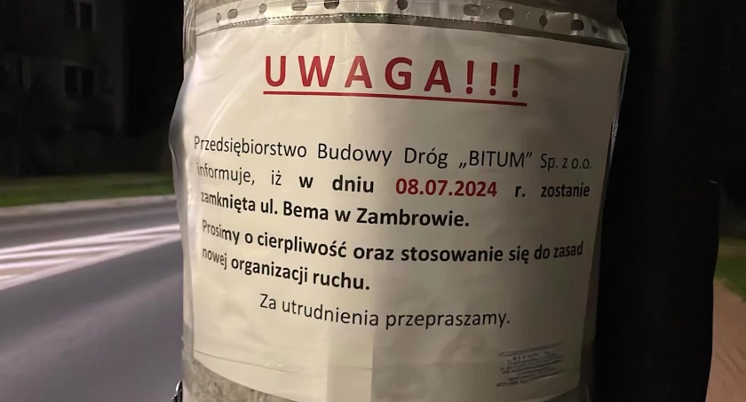 Od poniedziałku ul. Bema będzie zamknięta