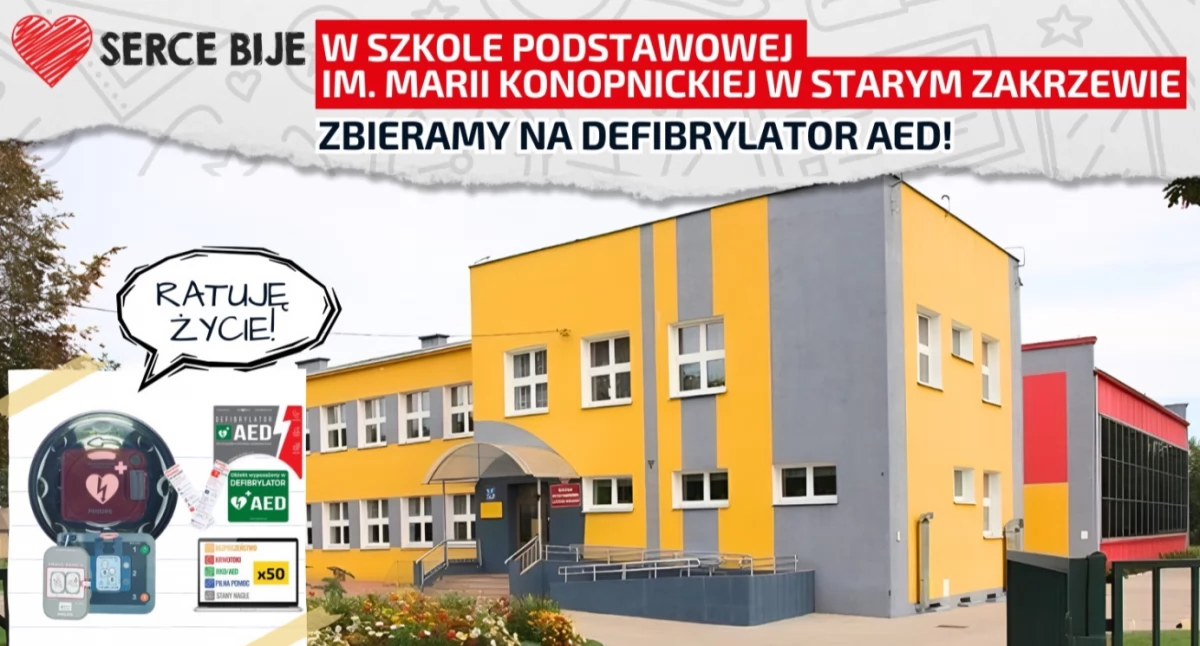Szkoła Podstawowa w Starym Zakrzewie zbiera na defibrylator AED – dołącz do akcji!