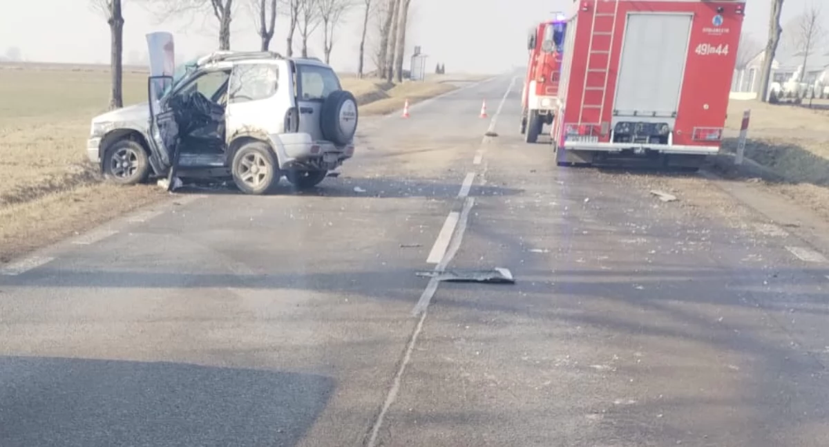 Jedna osoba w szpitalu po wypadku na DK66. Droga zablokowana