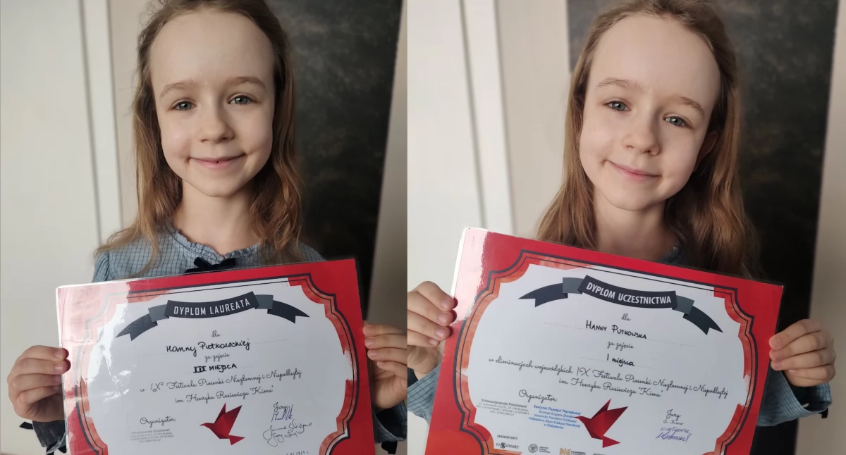 Uczennica SP5 laureatką IX Ogólnopolskiego Festiwalu Piosenki Niezłomnej i Niepodległej im. Henryka Rasiewicza „Kima” 