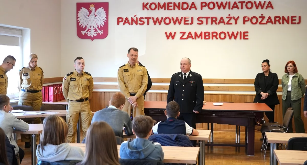 Eliminacje powiatowe do Ogólnopolskiego Turnieju Wiedzy Pożarniczej 2026. Młodzież wie, jak zapobiegać pożarom! [FOTO+VIDEO]