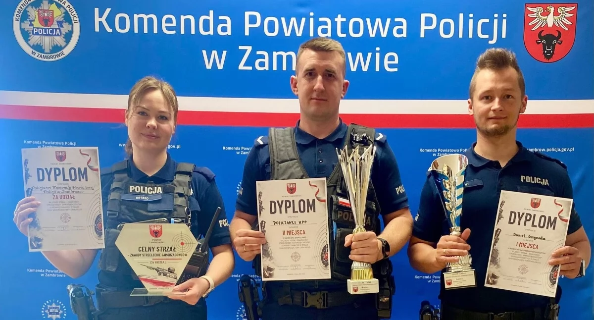 Zambrowscy policjanci na podium. Celne strzały funkcjonariuszy w zawodach samorządowców 