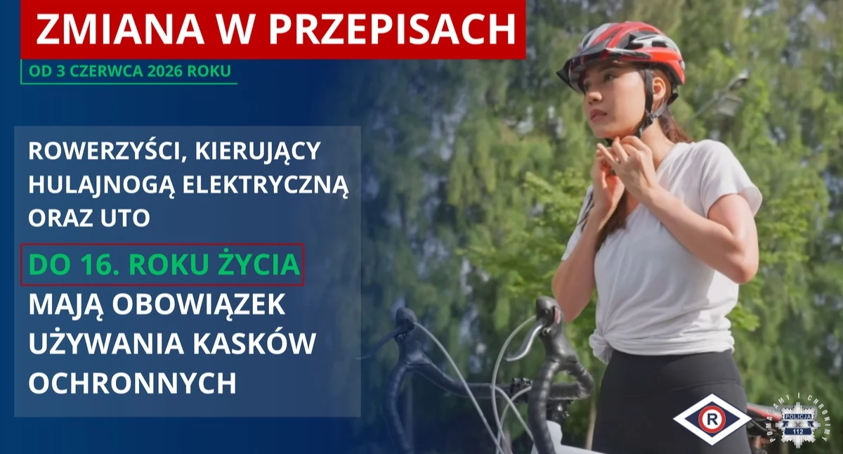 Policja przypomina: wchodzą nowe przepisy drogowe. Kaski będą obowiązkowe dla dzieci