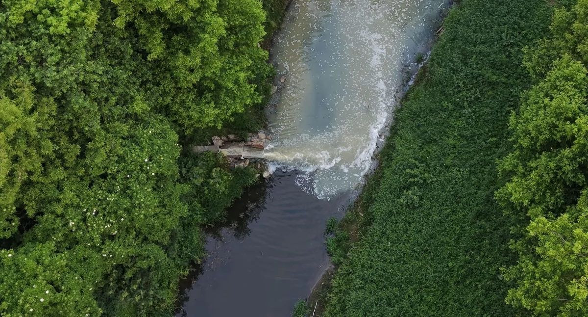 Mętna ciecz w Jabłonce. WIOŚ bada źródła zanieczyszczenia rzeki w Zambrowie [FOTO+VIDEO]