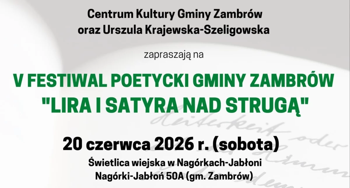 Przed nami V Festiwal Poetycki Gminy Zambrów 