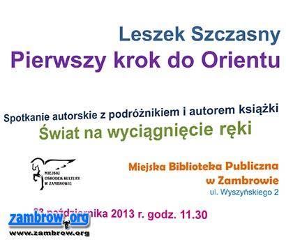 Zapraszamy na spotkanie autorskie z Leszkiem Szczasnym
