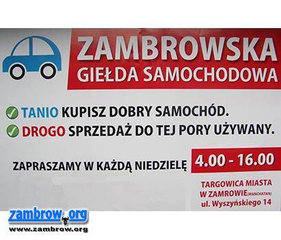 Giełda samochodowa w Zambrowie. W każdą niedzielę kupisz pojazd na Targowicy Miejskiej