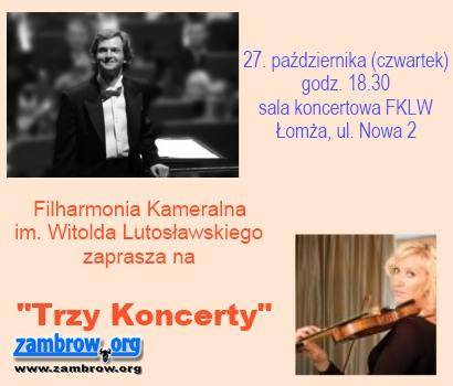 Jutro Trzy Koncerty w Filharmonii Kameralnej