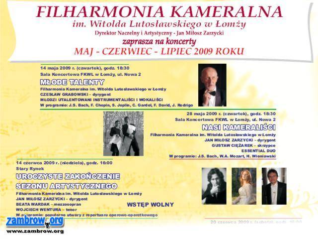 Filharmonia łomżyńska zaprasza na koncerty w maju, czerwcu i lipcu