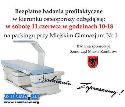 Bezpłatne badania profilaktyczne w kierunku osteoporozy w Zambrowie