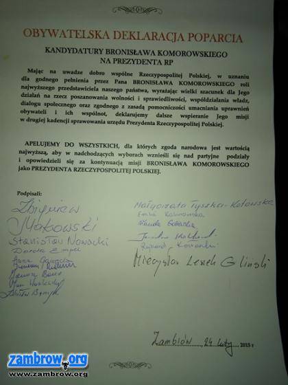 Powołano Powiatowy Komitet Poparcia Bronisława Komorowskiego