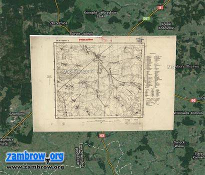 Porównaj mapę historyczną Zambrowa ze współczesną mapą Google