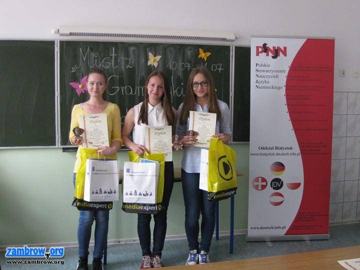  Mistrzynie gramatyki niemieckiej w Miejskim Gimnazjum nr 1 w Zambrowie