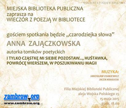 „Czarodziejka słowa” odwiedzi zambrowskich miłośników poezji 
