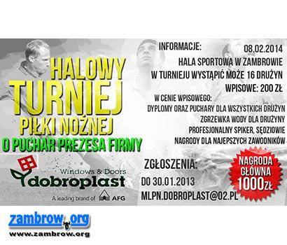 Zapraszamy kibiców na halowy turniej piłki nożnej o puchar prezesa Dobroplastu