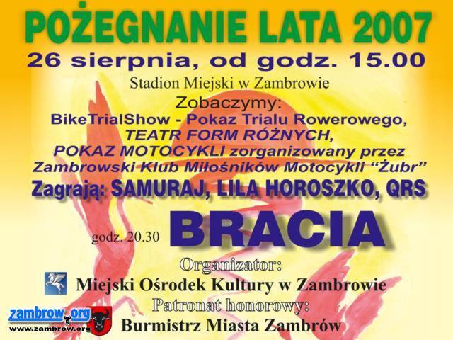 Zapraszamy na imprezę plenerową Pożegnanie Lata 2007