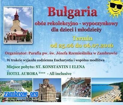 Parafia „Józefa” zaprasza na letni obóz do Bułgarii