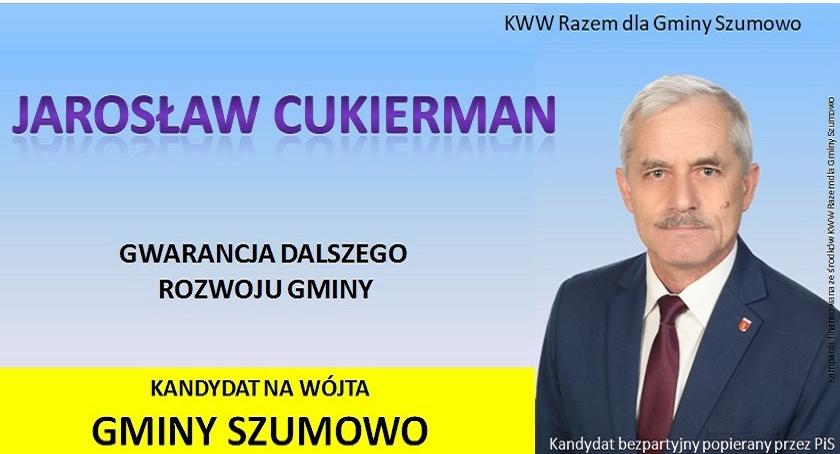Podziękowanie kandydata na Wójta Gminy Szumowo Jarosława Cukiermana