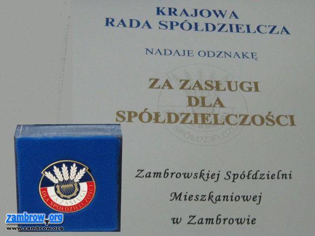 Zambrowska Spółdzielnie Mieszkaniowa odznaczona