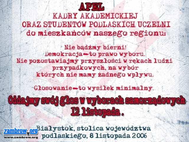 Kadra akademicka i studenci podlaskich uczelni apelują o udział w wyborach