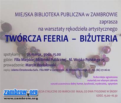 „Twórcza Feeria-Biżuteria” - zapraszamy na drugie spotkanie 