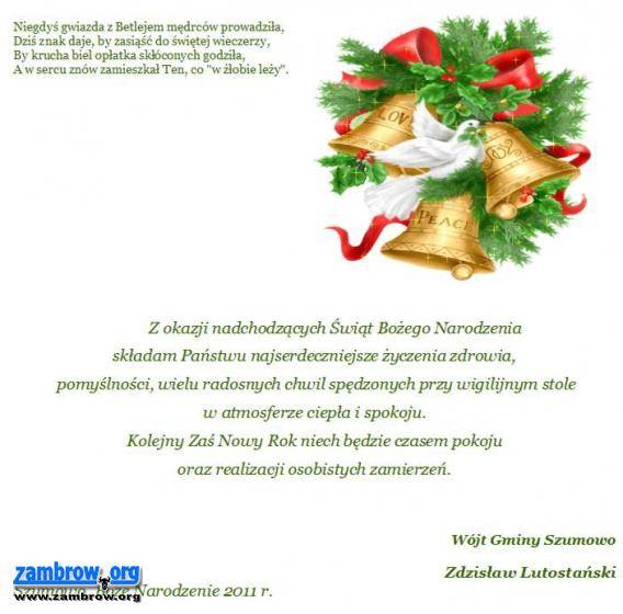 Życzenia z okazji Świąt Bożego Narodzenia
