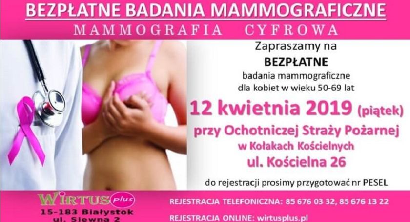 Bezpłatne badania mammograficzne w Kołakach Kościelnych