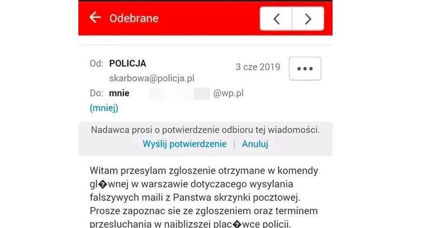 Uwaga na fałszywe maile! Oszuści podają się za policję
