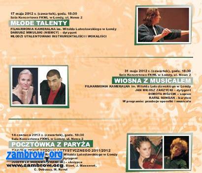 Łomżyńska filharmonia zaprasza na majowe i czerwcowe koncerty