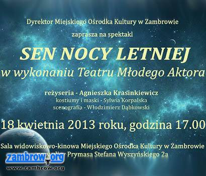 W czwartek w Centrum Kultury - spektakl „Sen nocy letniej” 
