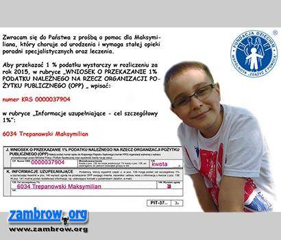 Przekaż 1% podatku na rzecz 9-letniego Maksa
