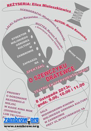 Zaproszenie: „Szewczyk Dratewka” w Centrum Kultury w Zambrowie