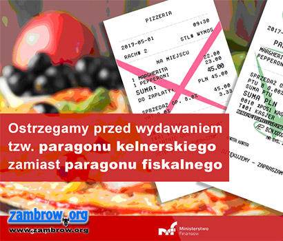 Rachunek kelnerski nie może zastąpić paragonu fiskalnego
