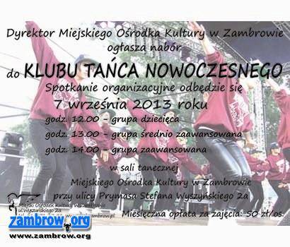Zapisz się do  Klubu Tańca Nowoczesnego
