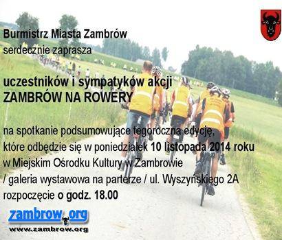 Zapraszamy na podsumowanie akcji „Zambrów na rowery 2014”