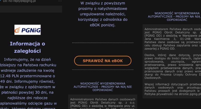 Uwaga na fałszywe smsy i maile! PGNiG ostrzega swoich klientów