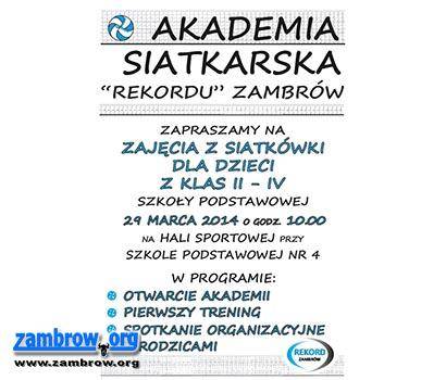 Zapisz się do darmowej Akademii Siatkówki Rekordu Zambrów