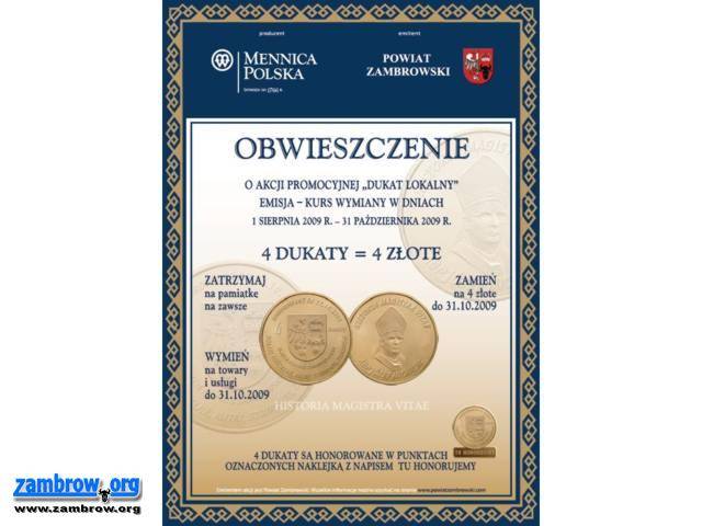 Nadal można kupić dukata powiatu zambrowskiego