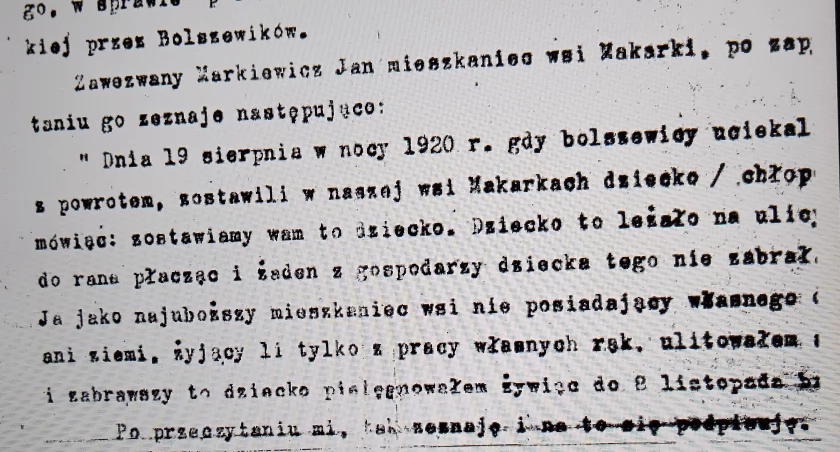 Zagadka z czasów wojny polsko - bolszewickiej. Kim było dziecko porzucone na drodze w Makarkach? 
