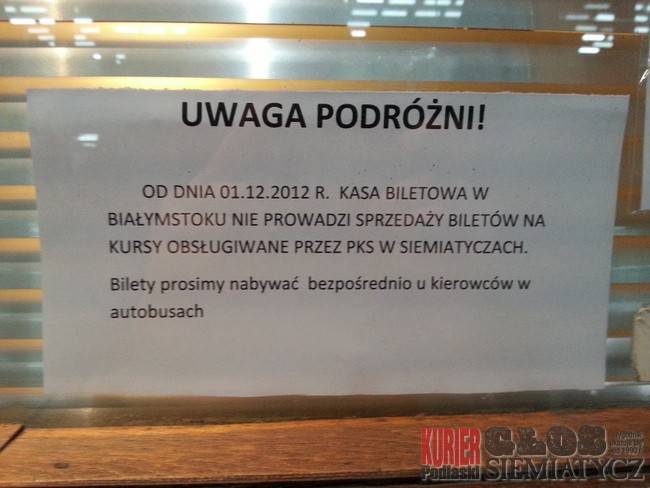 Siemiatycze - PKS rezygnuje z kasy