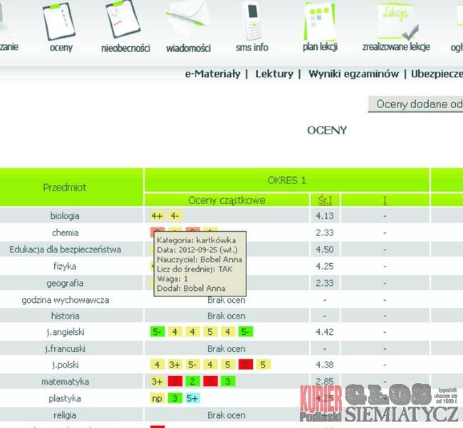 Siemiatycze - Szkolne dzienniki w internecie