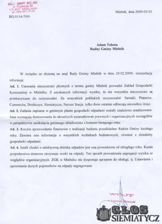 Radny Tobota oskarża kradzież - Mielnik