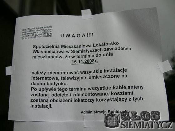 Spółdzielnia obcina kable