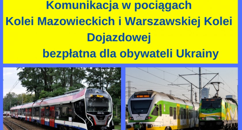 Nieodpłatne przejazdy w pociągach KM i WKD dla obywateli Ukrainy