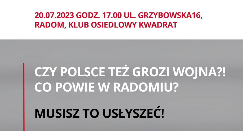 Co R. Kuraszkiewicz powie w czwartek w Radomiu? 